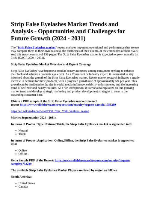 Reportprime Strip False Eyelashes Market Trends and Analysis