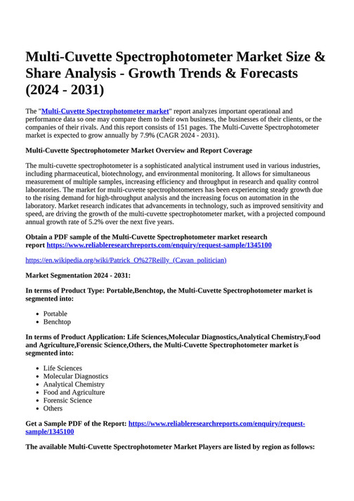 Reportprime MultiCuvette Spectrophotometer Market Size & Share