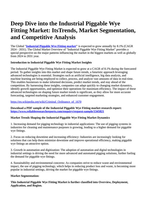 Reportprime - Deep Dive into the Industrial Piggable Wye Fitting Market ...