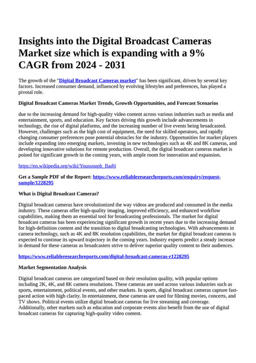 Reportprime - Insights Into The Digital Broadcast Cameras Market Size ...