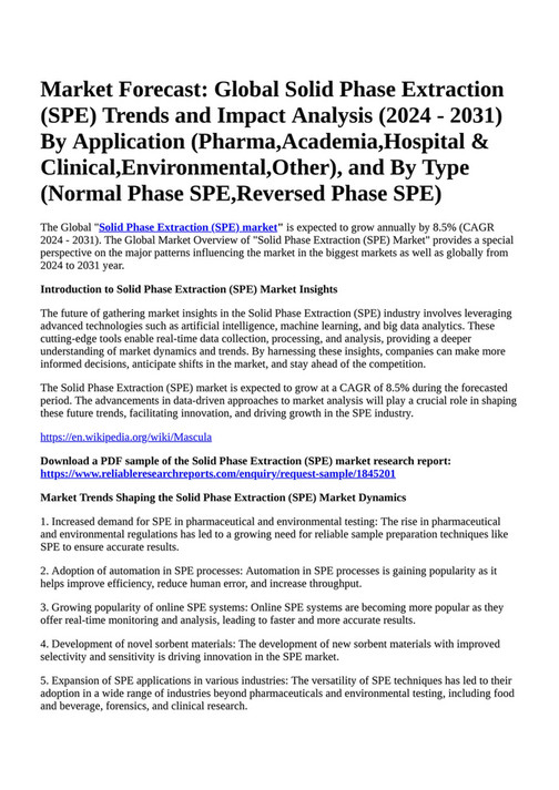 Reportprime Market Forecast Global Solid Phase Extraction (SPE) Trends and Impact Analysis