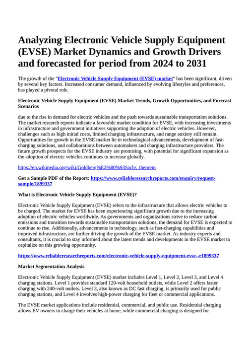 Reportprime Analyzing Electronic Vehicle Supply Equipment (EVSE
