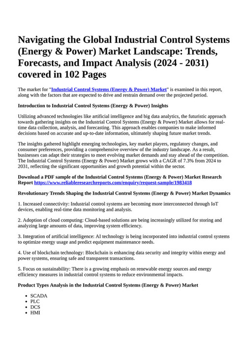 Reportprime - Navigating the Global Industrial Control Systems (Energy 