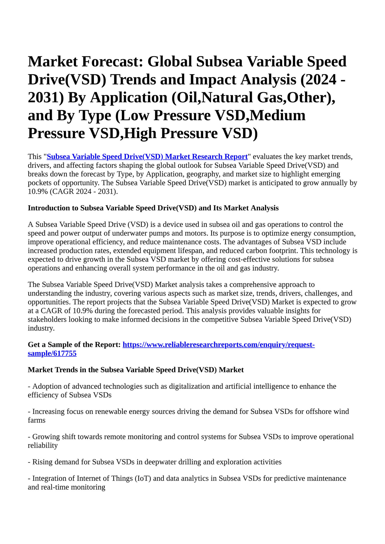 Reportprime Market Forecast Global Subsea Variable Speed Drive(VSD