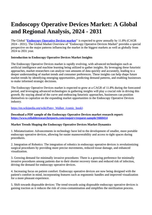 Reportprime Endoscopy Operative Devices Market A Global and Regional