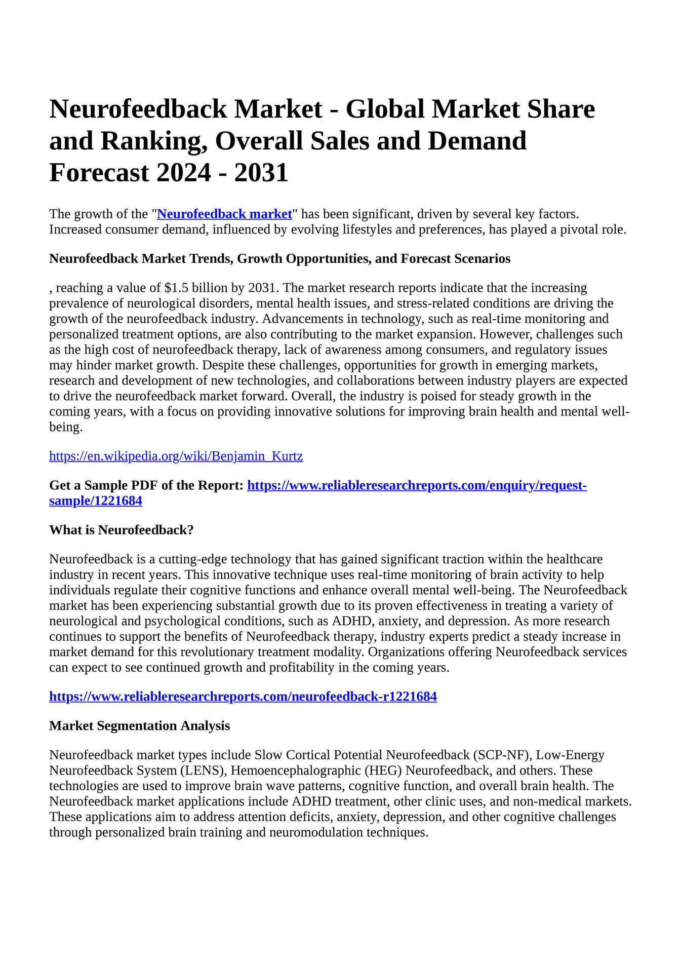 Reportprime - Neurofeedback Market - Global Market Share and Ranking ...