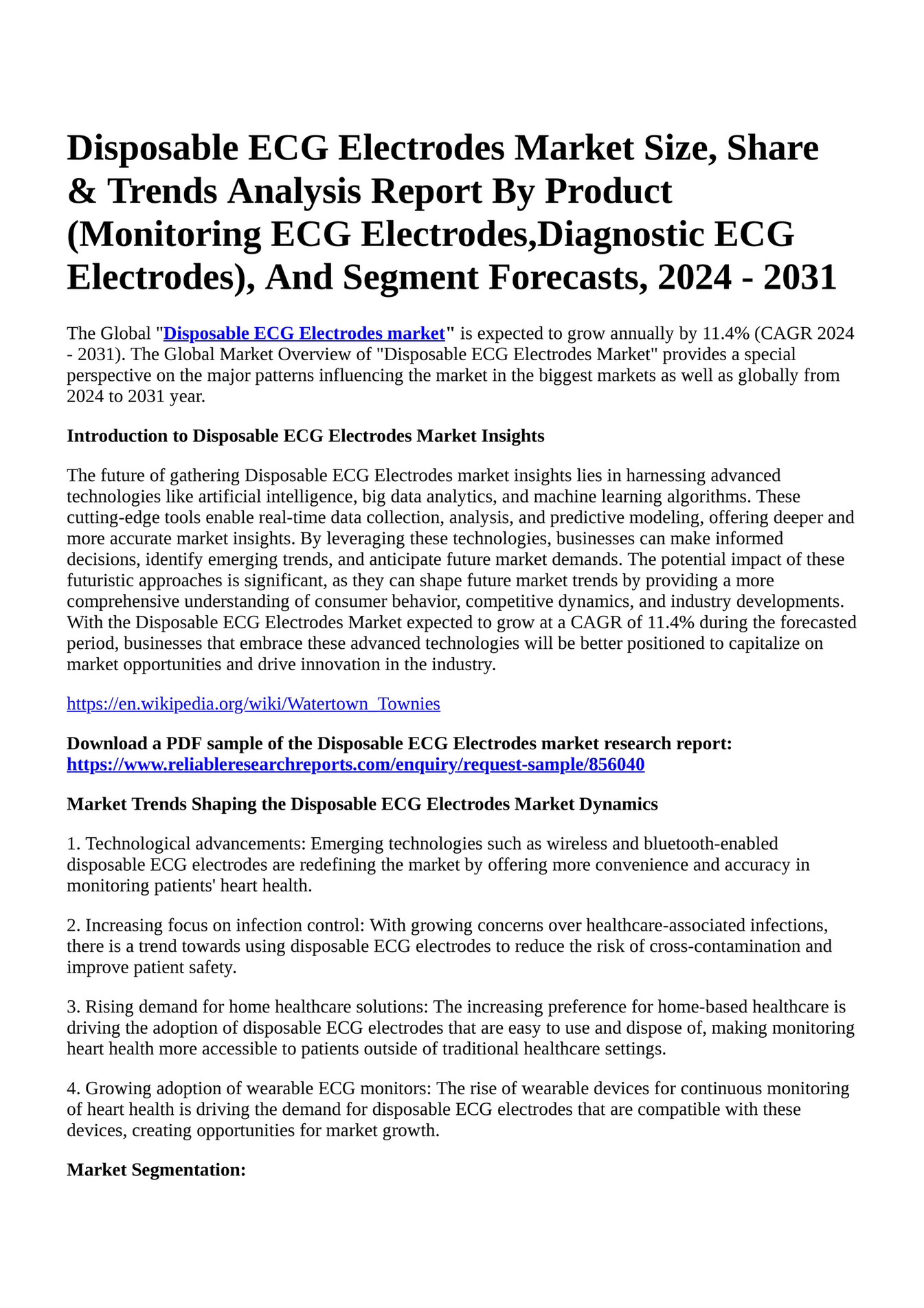 Reportprime Disposable ECG Electrodes Market Size, Share & Trends