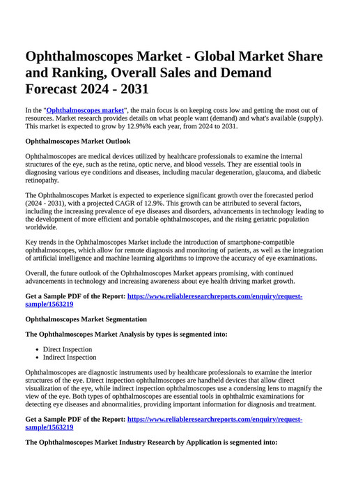 Reportprime Ophthalmoscopes Market Global Market Share and Ranking