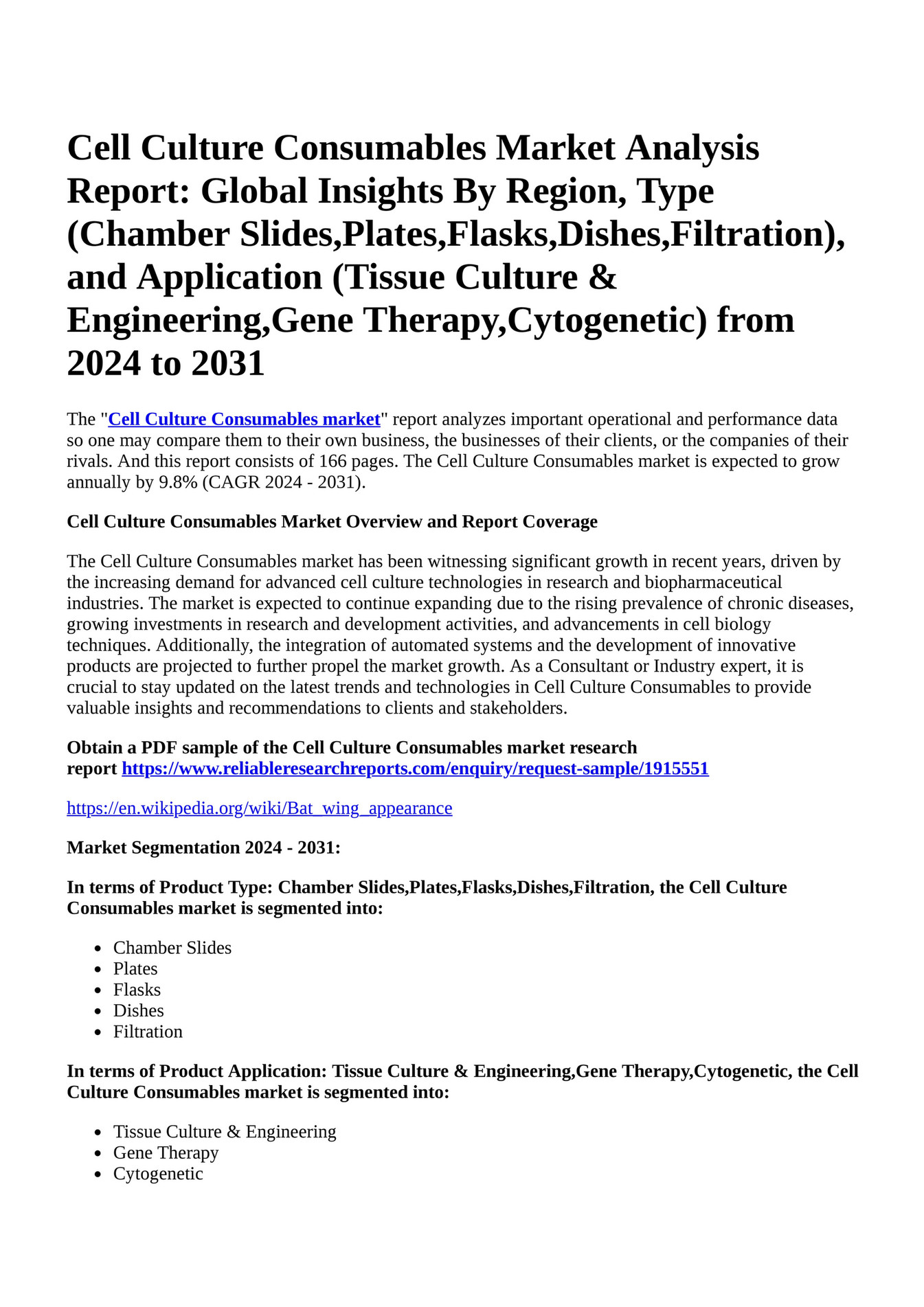 Reportprime - Cell Culture Consumables Market Analysis Report: Global ...