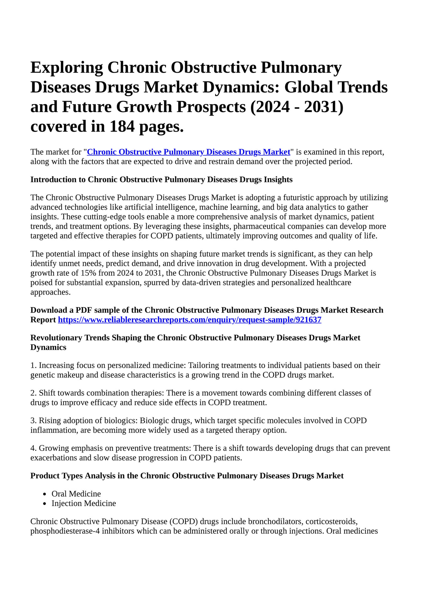 Reportprime - Exploring Chronic Obstructive Pulmonary Diseases Drugs ...