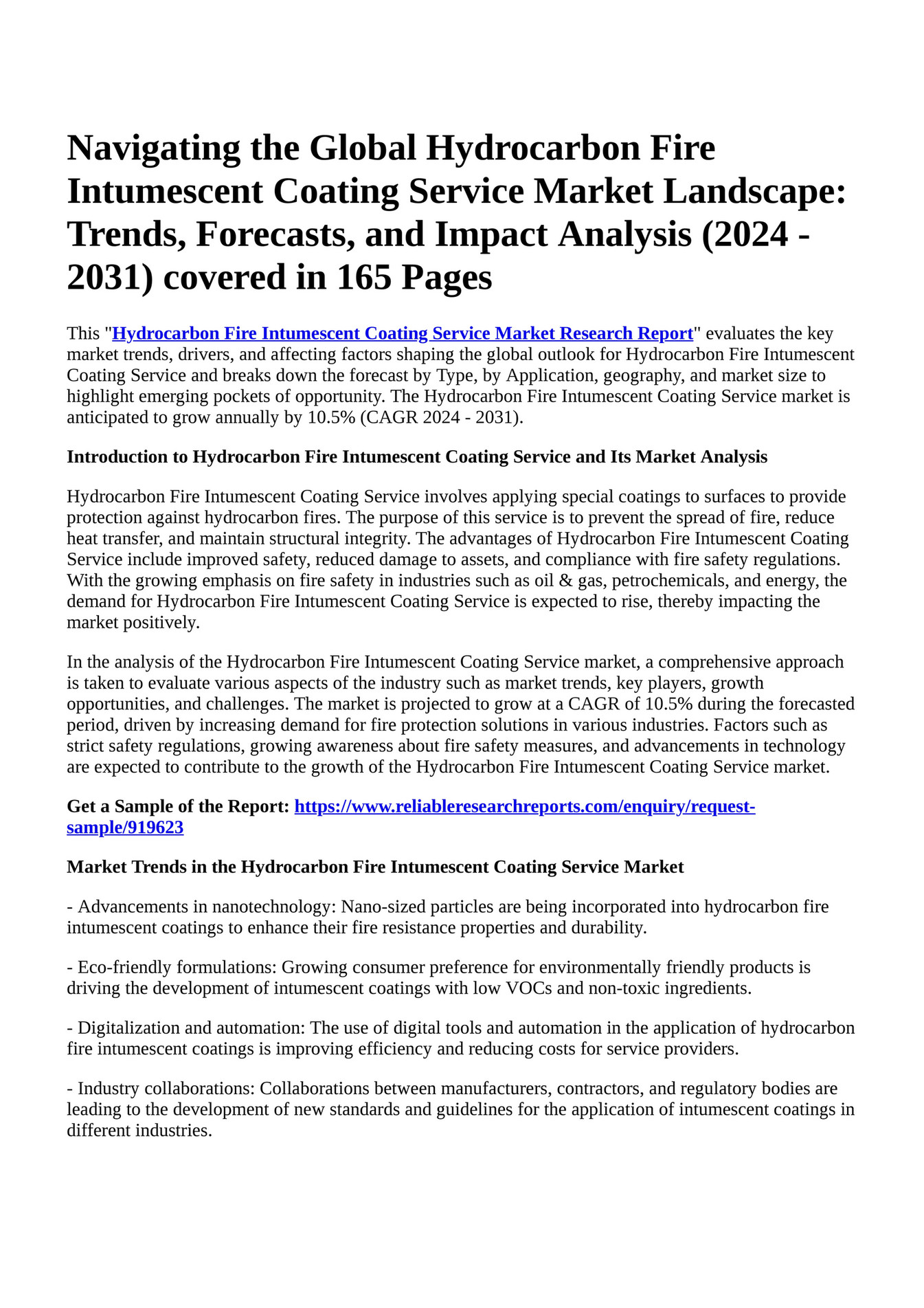 Reportprime - Navigating the Global Hydrocarbon Fire Intumescent ...