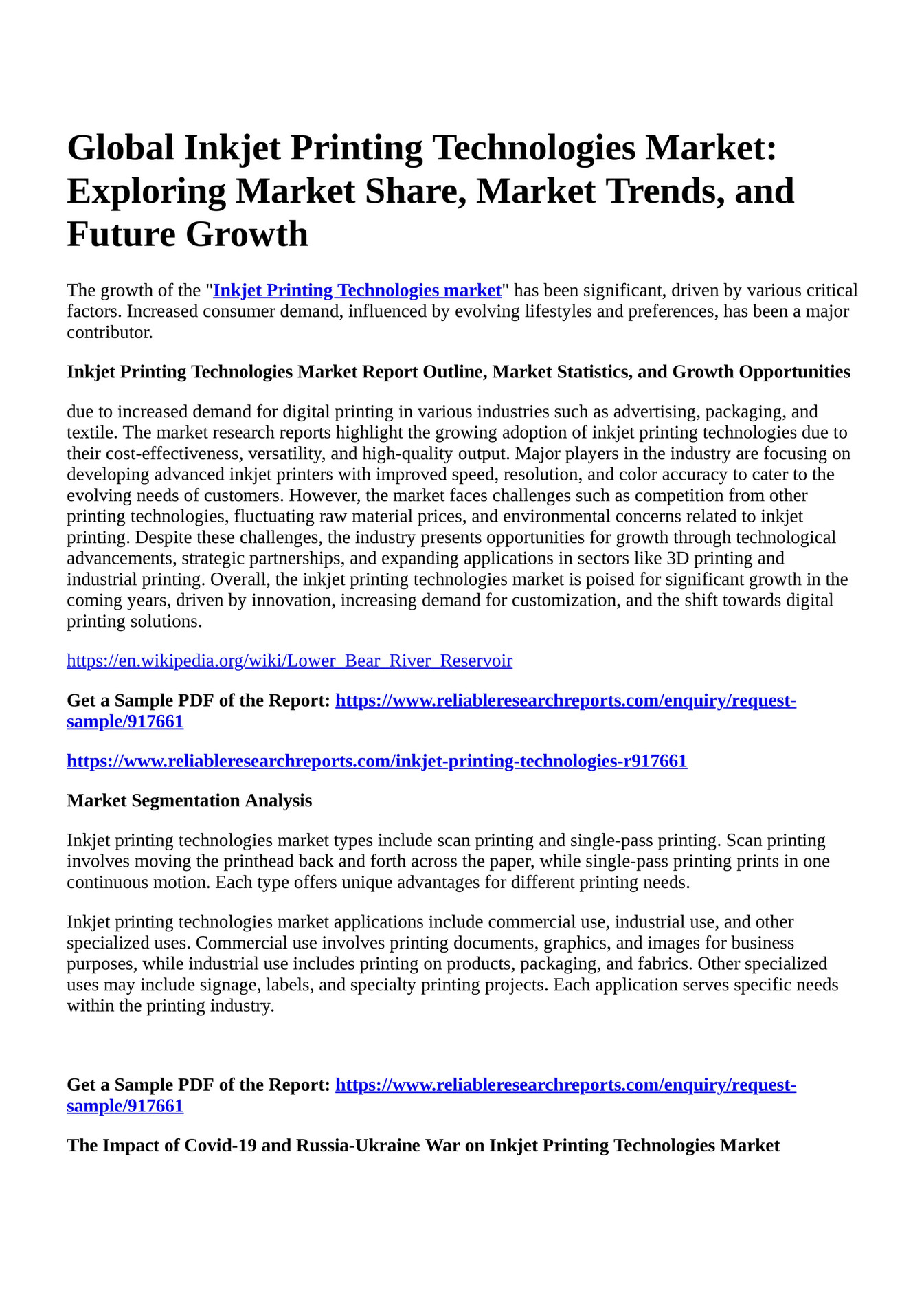 Reportprime Global Inkjet Printing Technologies Market Exploring