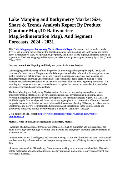 Reportprime - Lake Mapping and Bathymetry Market Size, Share & Trends ...