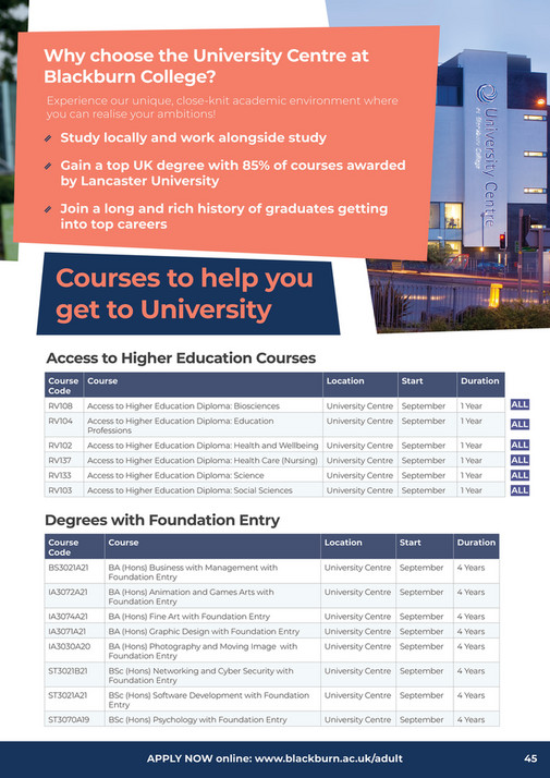 Blackburn College Adult Guide Blackburn College Page 4445