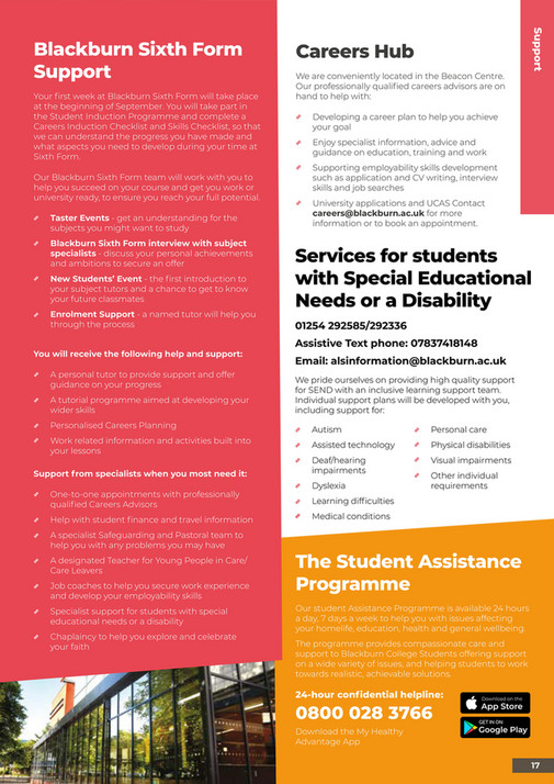 Blackburn College Blackburn Sixth Form Prospectus 2023 Entry Page