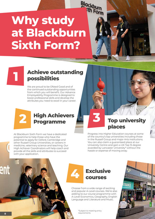 Blackburn College Blackburn Sixth Form Prospectus 2023 Entry Page