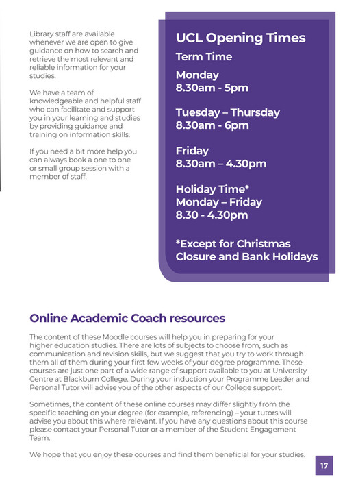 Blackburn College Student Handbook UCBC 2023/24 Page 1617