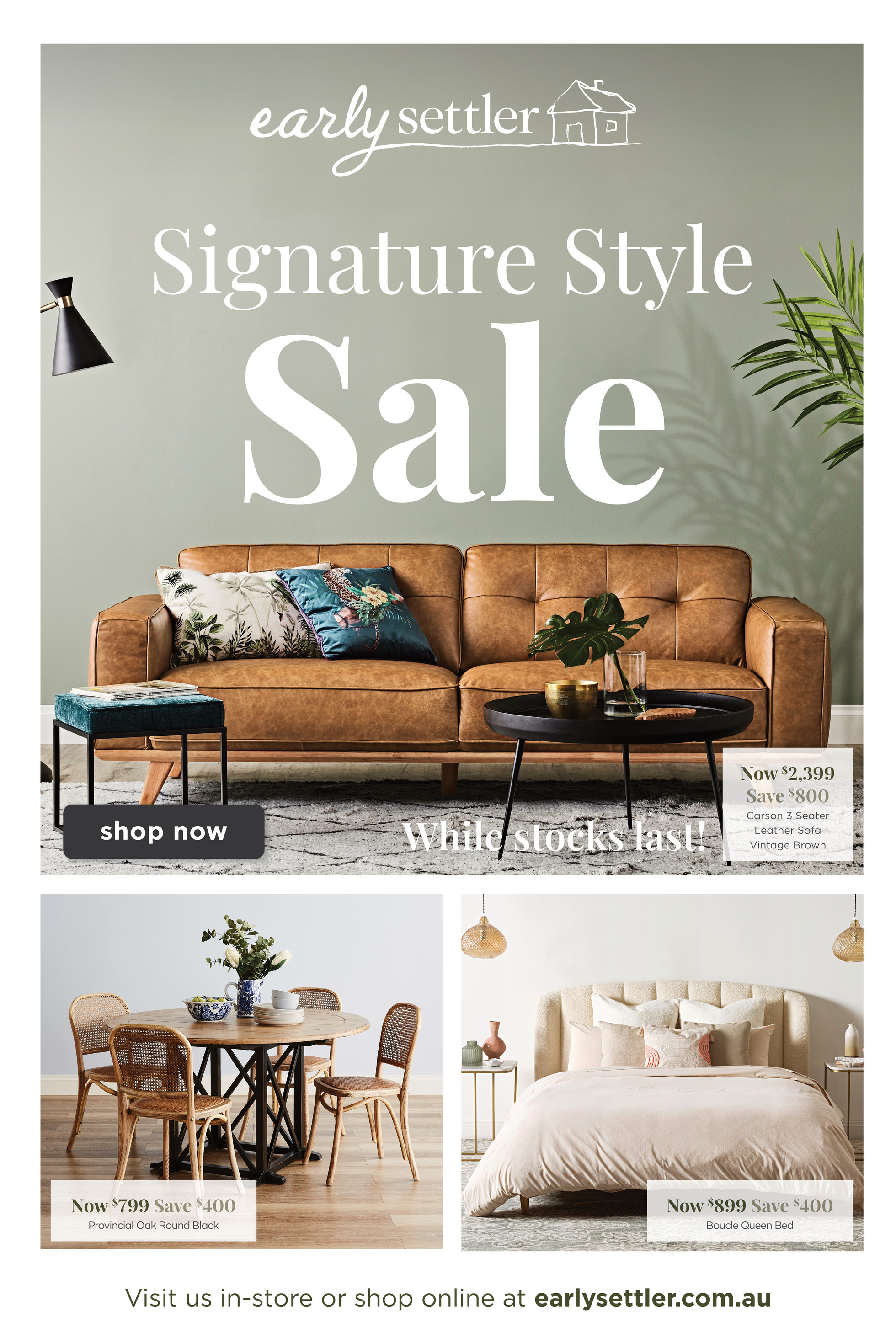 Early settler best sale leather lounge