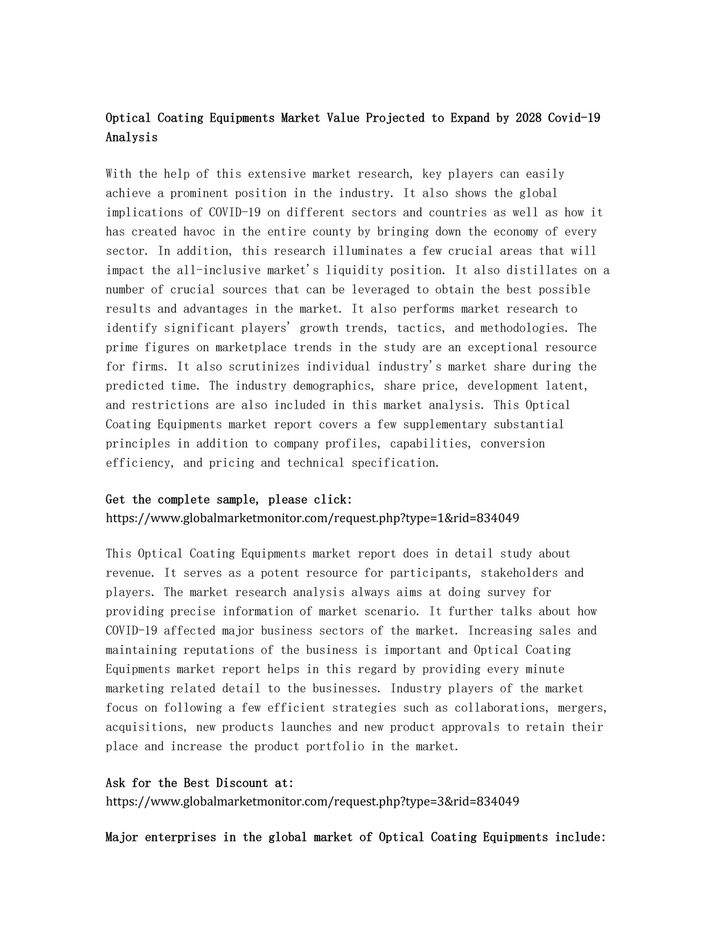 GlobalMarketMonitor - Optical Coating Equipments - Page 1