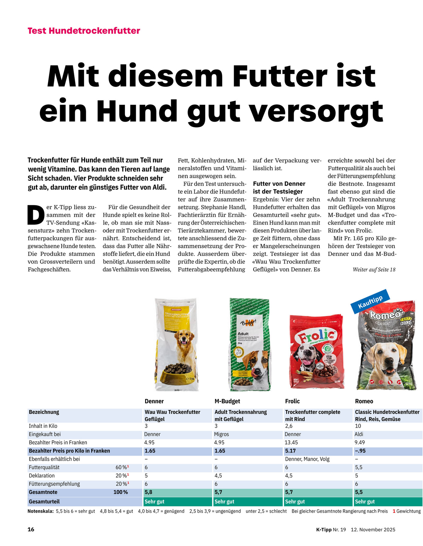 CH) ALDI SUISSE AG - K-Tipp_Hundetrockenfutter - Seite 1