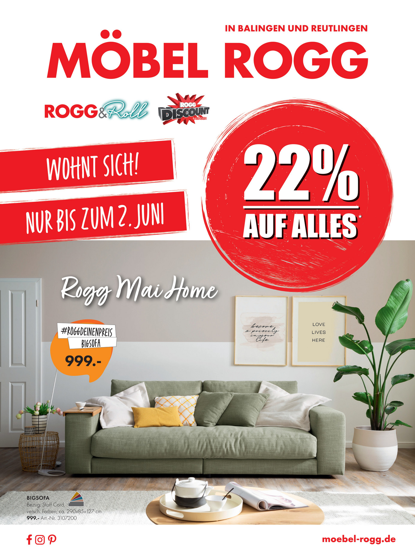 Möbel Rogg Balingen GmbH & Co. KG - 22% auf alles #roggmaihome