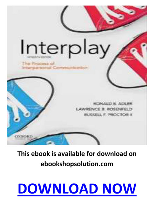 interplay the process of interpersonal communication 15th edition PDF