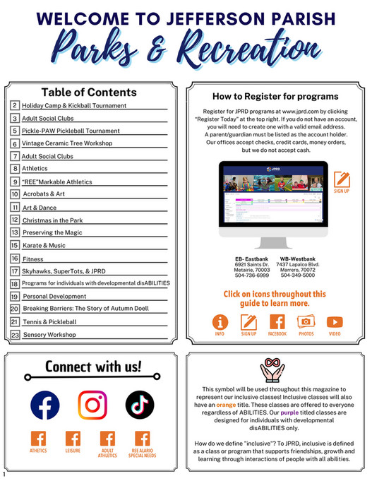 Jefferson Parish Parks & Recreation Fall & Winter Program Guide