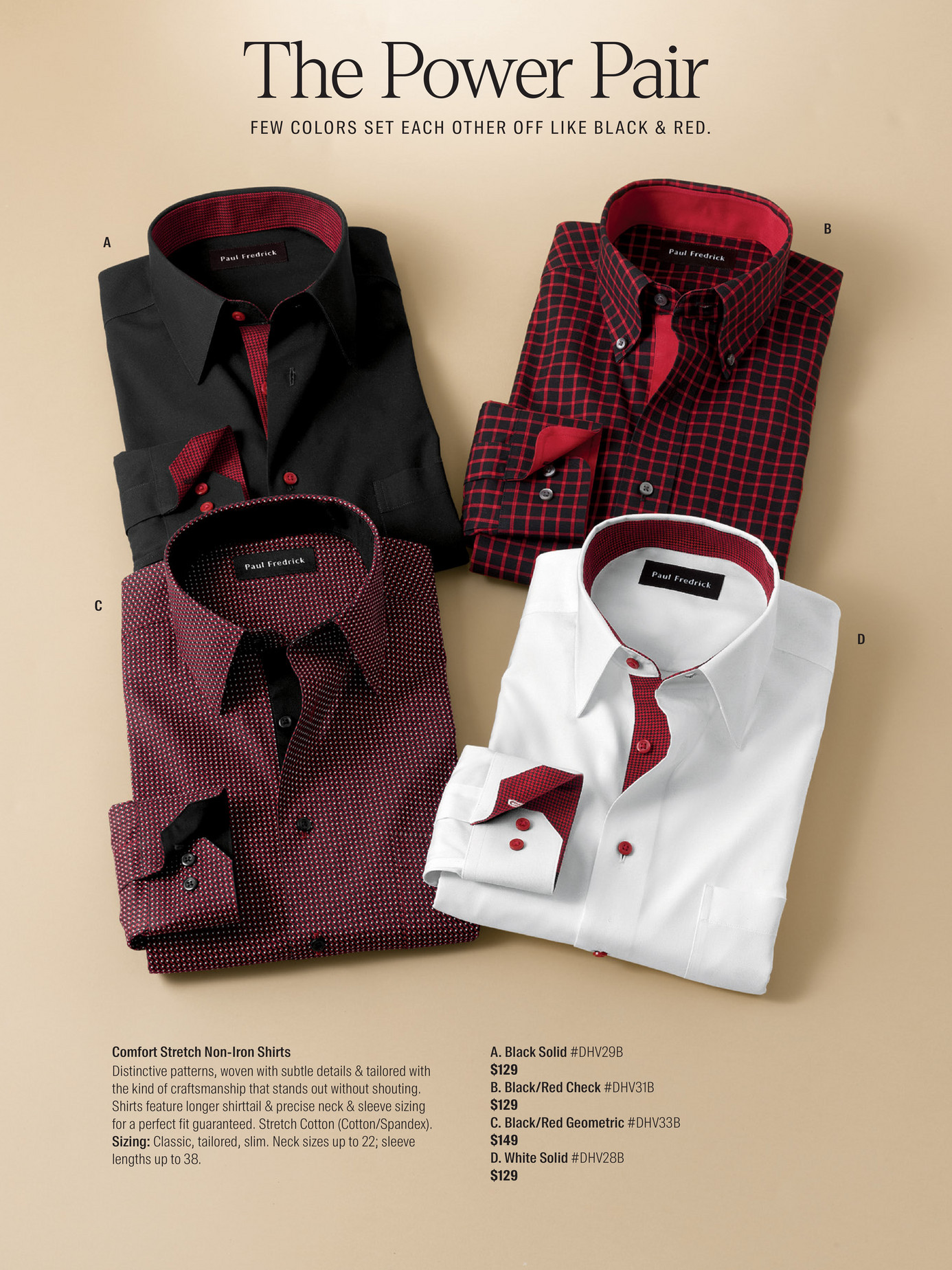 Paul Fredrick - Paul Fredrick - Holiday 2025 - Comfort Stretch Non-Iron  Solid Dress Shirt With Contrast Trim - White