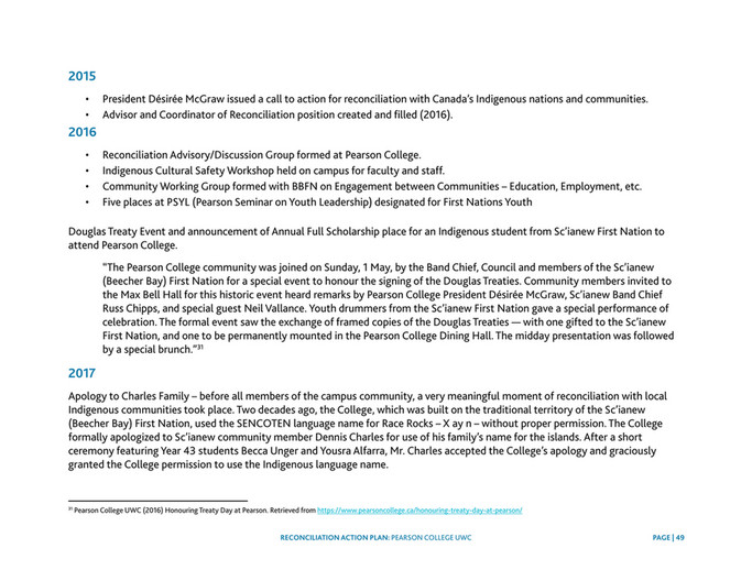 Pearson College UWC - Reconciliation Action Plan 2020 - Page 48-49 ...