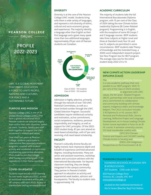 Pearson College UWC - University Profile 2022-2023 - Page 1 - Created ...