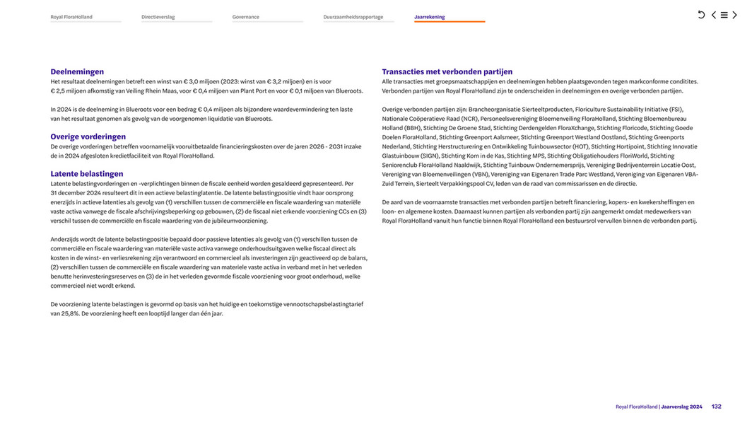 TDC / RFH - Jaarverslag 2024 Royal FloraHolland - Page 132