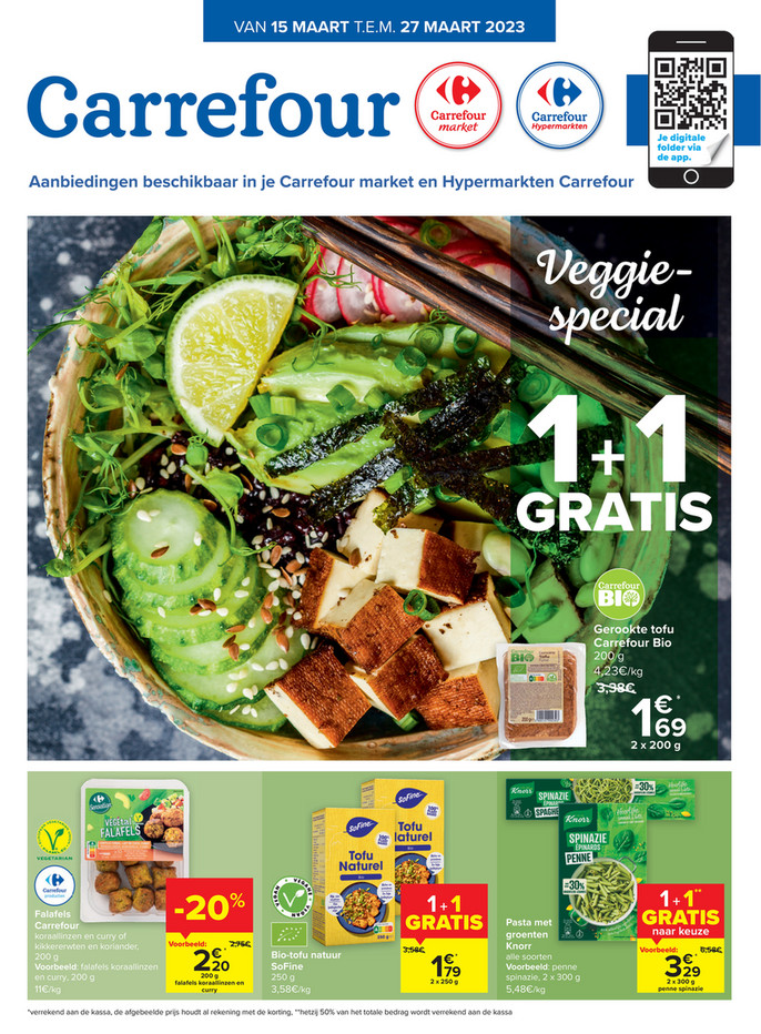 Carrefour Market folder van 15/03/2023 tot 27/03/2023 - Weekpromoties 11 veggie 