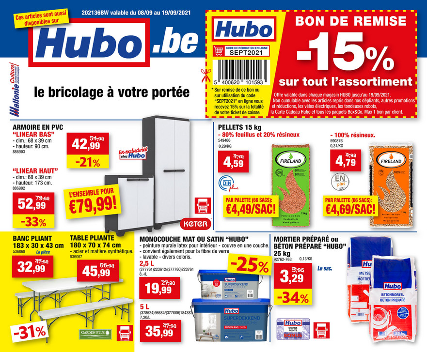 Folder Hubo du 08/09/2021 au 19/09/2021 - Promotions de la semaine 36