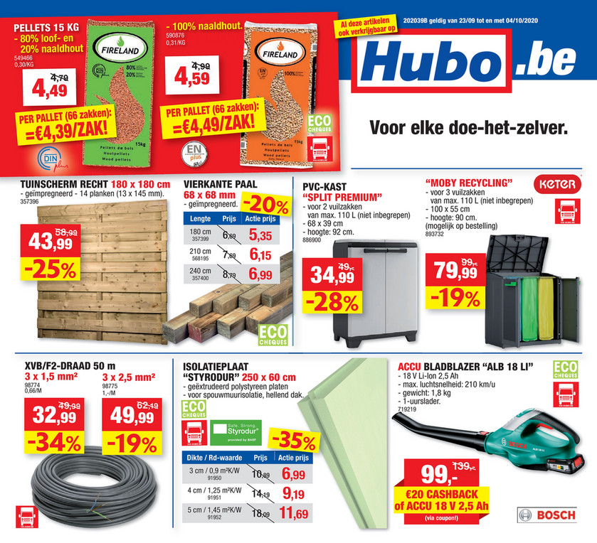 Hubo folder van 23/09/2020 tot 04/10/2020 - Weekpromoties 39