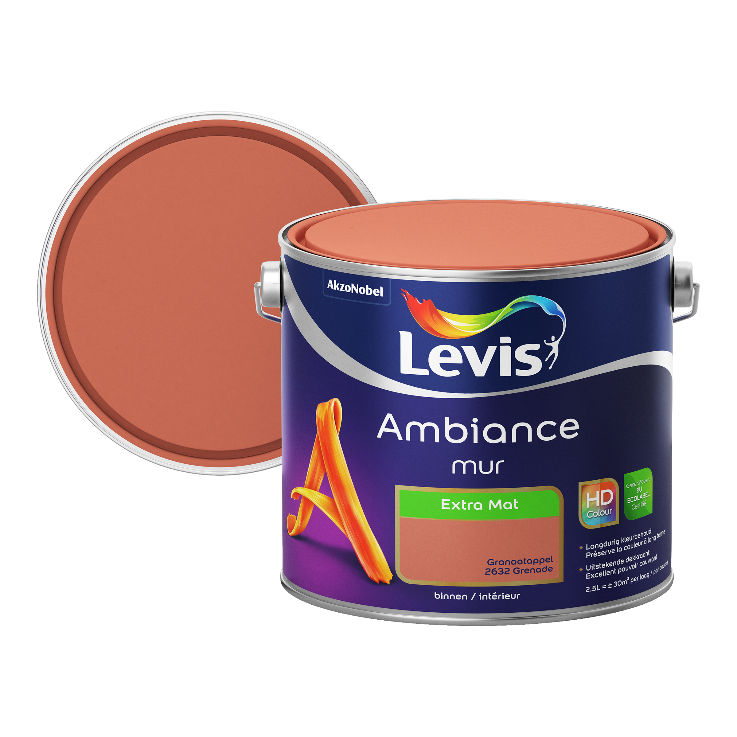 Peinture murale Levis Ambiance Mur grenade extra mat 2,5L