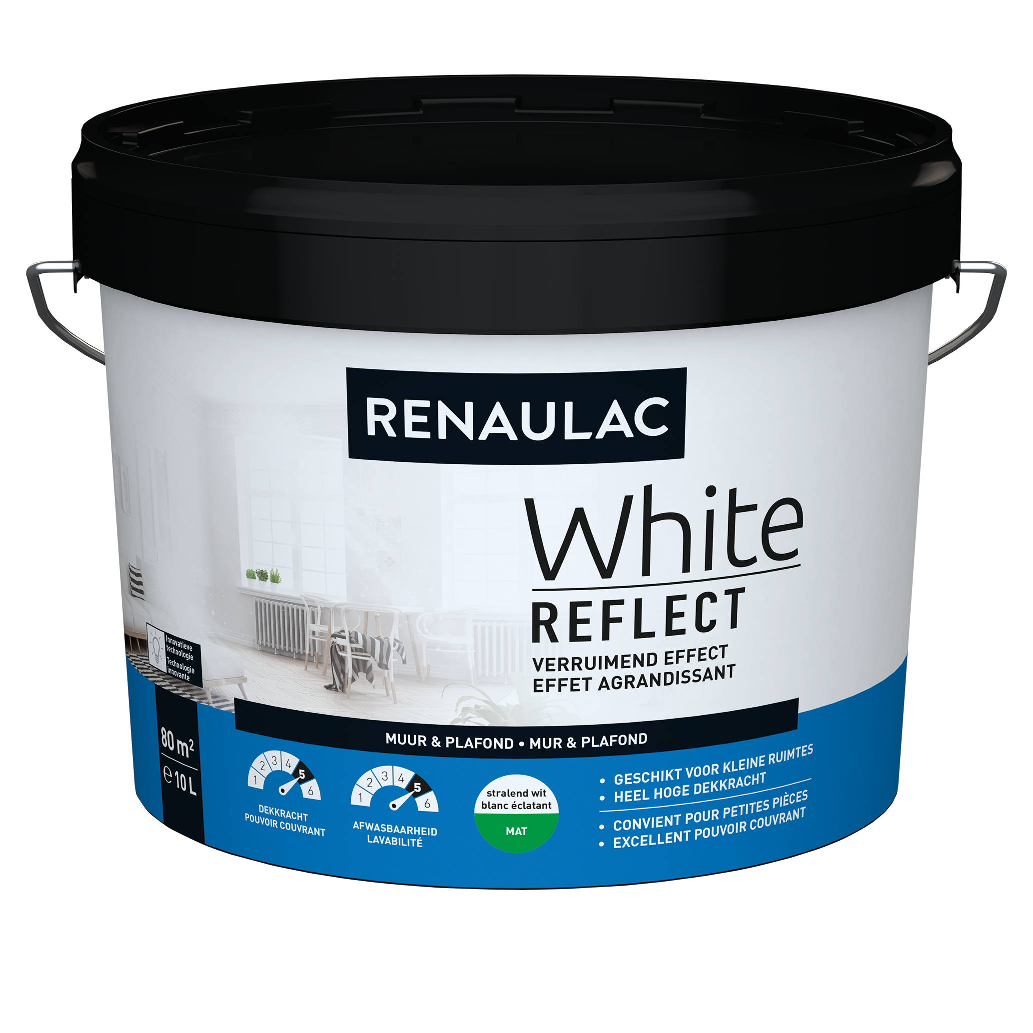 Peinture murale Renaulac White Reflect blanc mat 10L