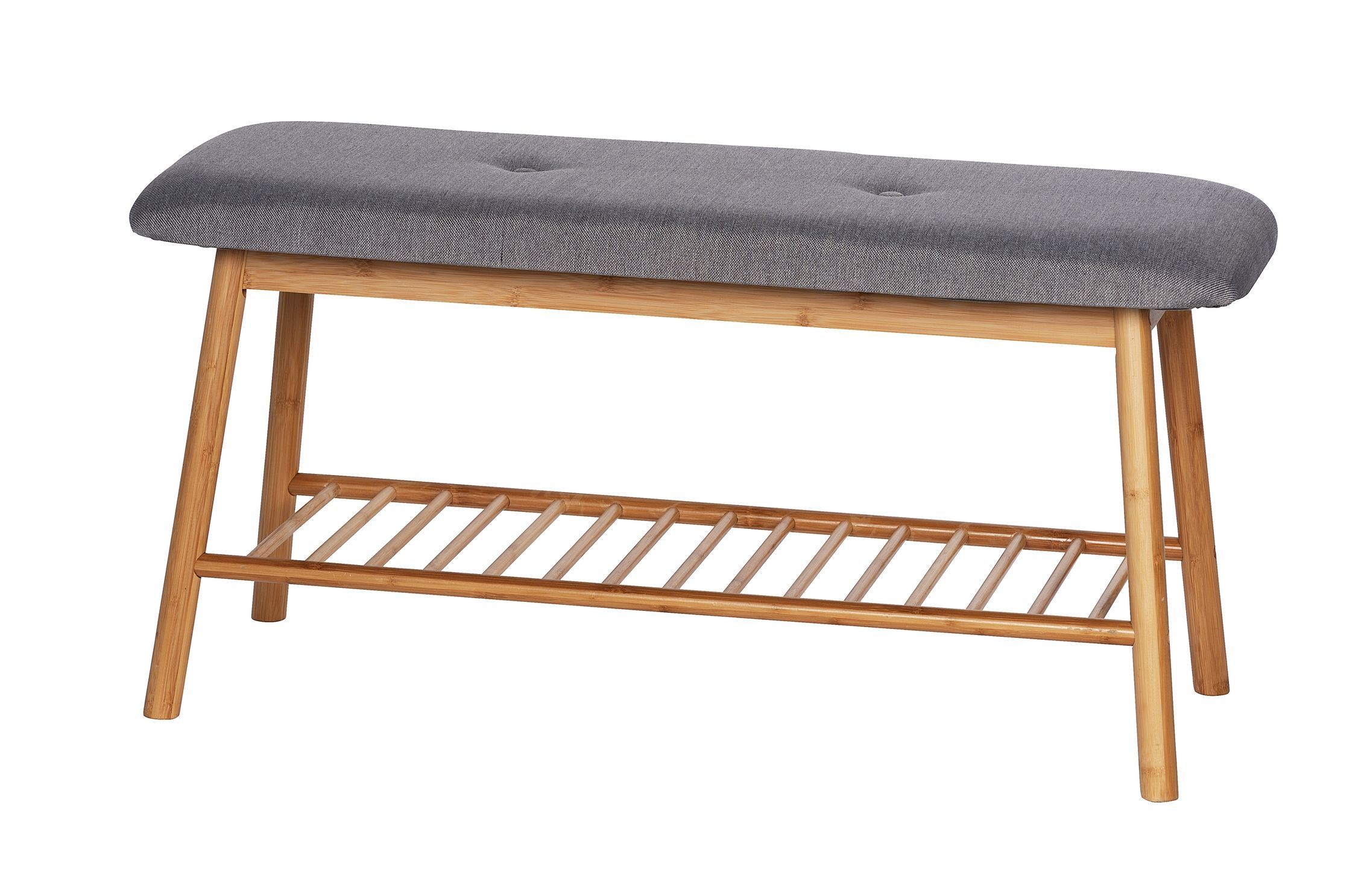 Banc à chaussures Wenko Bahari avec coussin bambou / gris 90x45x34cm