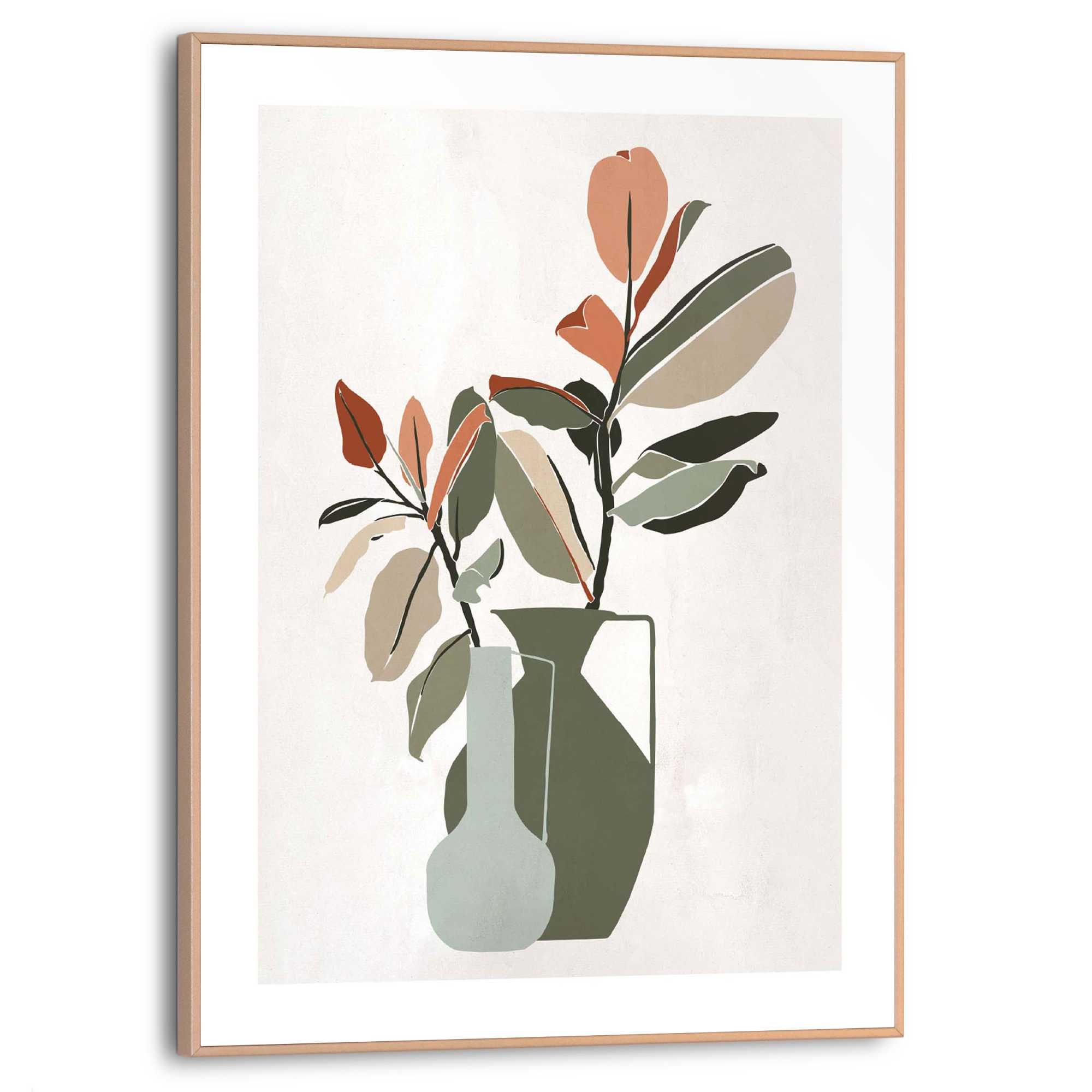 Tableau Slim Frame Vase à fleurs-Abstrait MDF vert 30x40cm