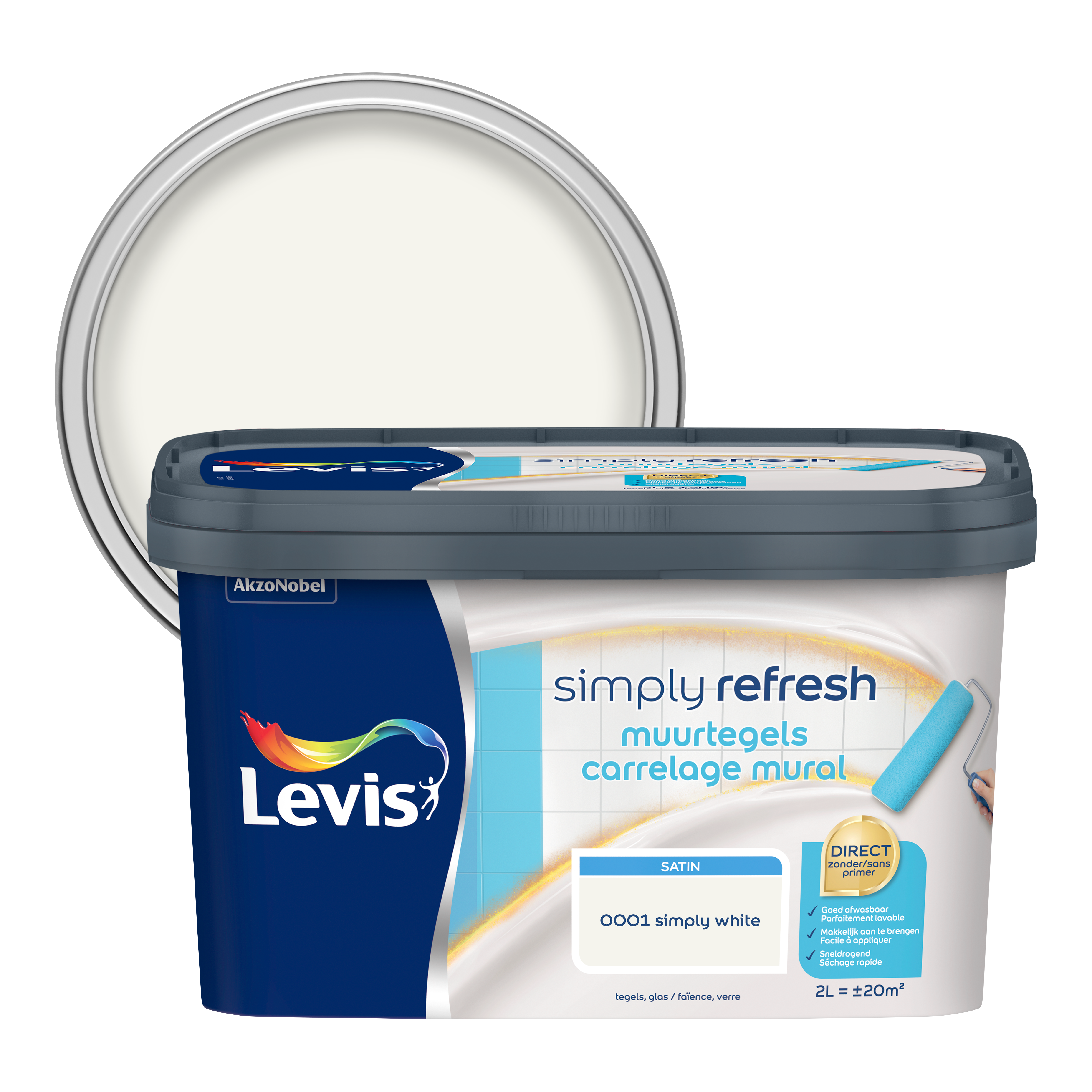 Peinture Carrelage mural Levis Simply Refresh blanc satin 2L