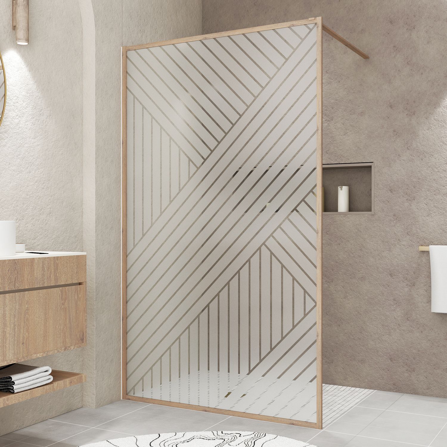 Douche à l'italienne - aurlane japandi - 120x200 - motif droit