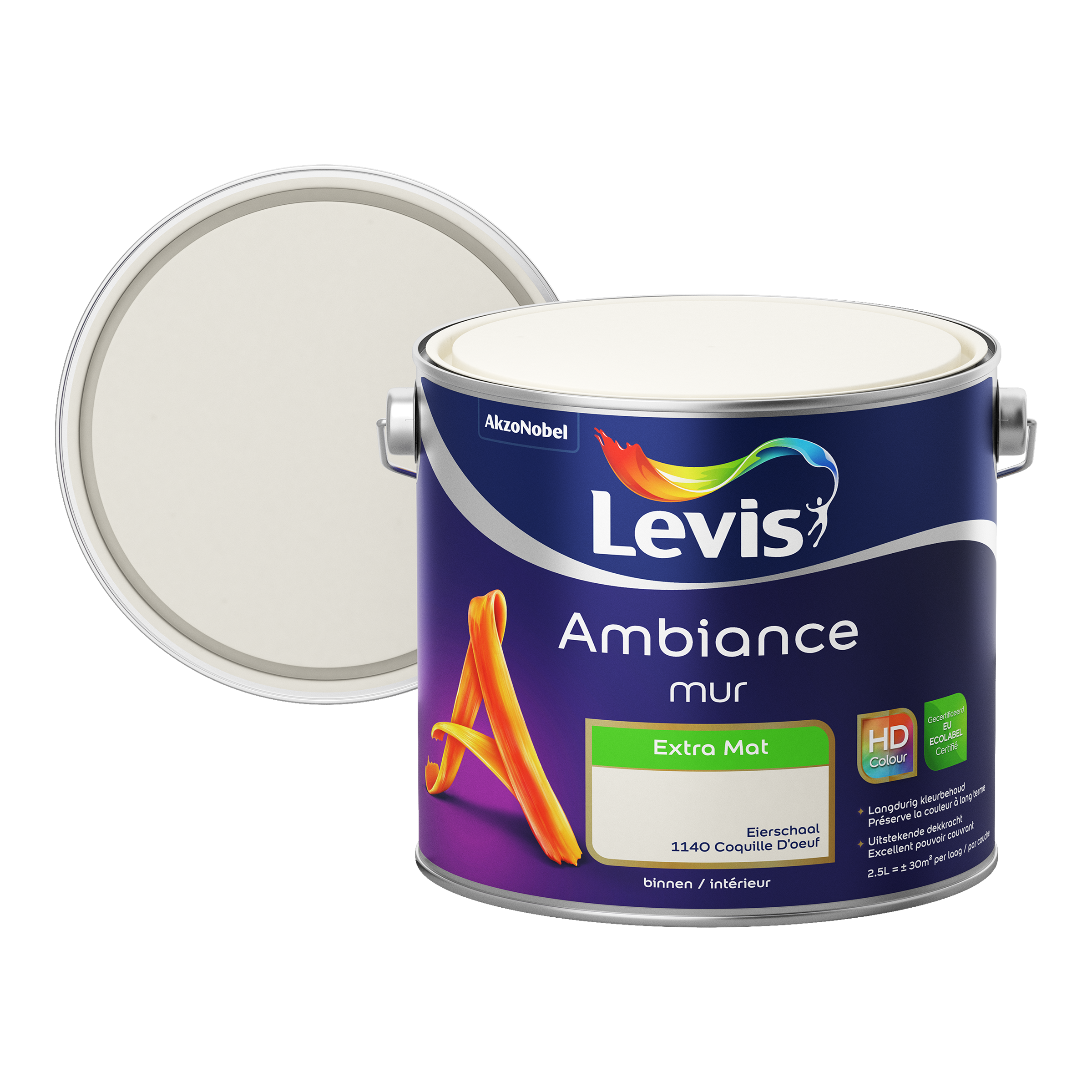 Peinture murale Levis Ambiance Mur coquille d'oeuf extra mat 2,5L
