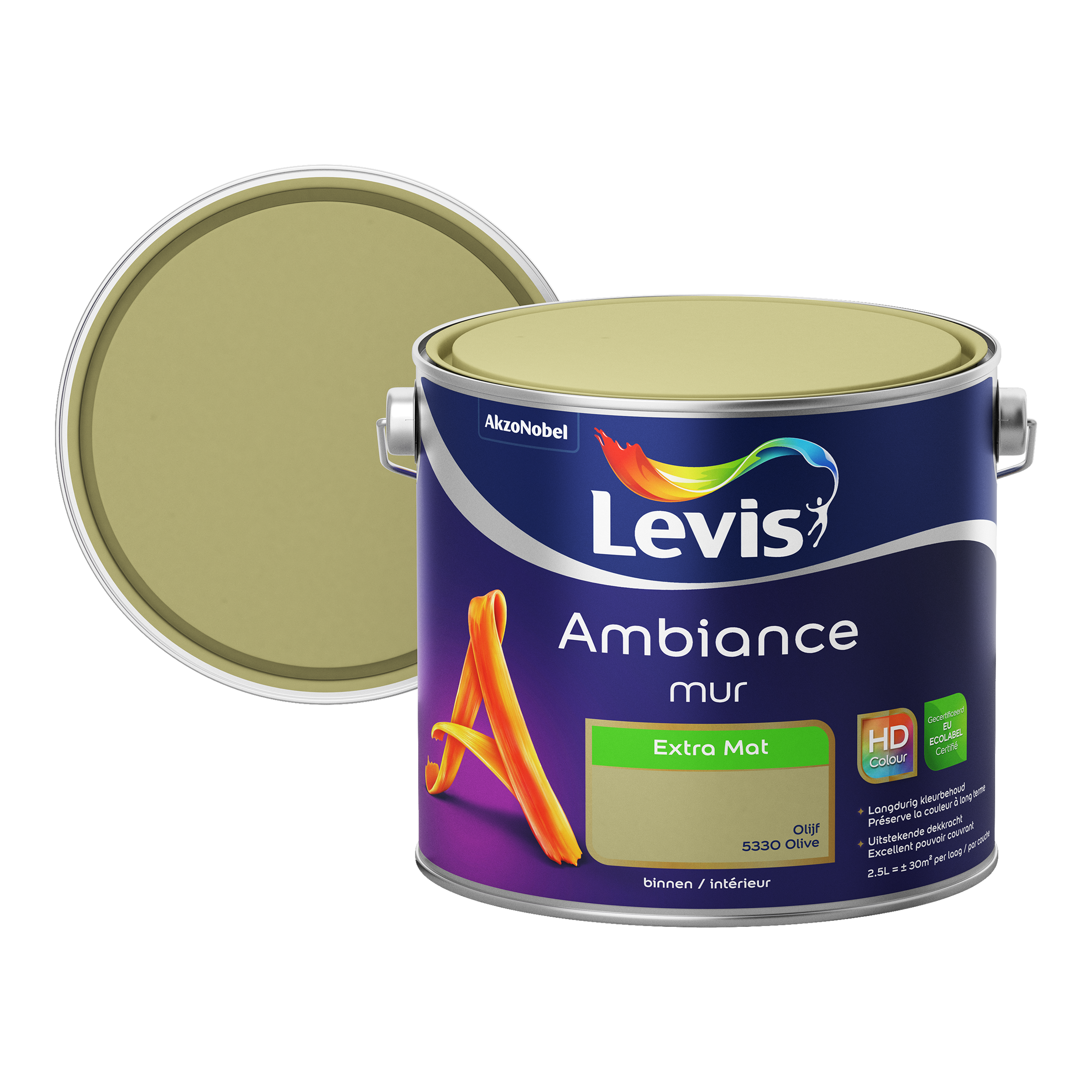 Peinture murale Levis Ambiance Mur olive extra mat 2,5L