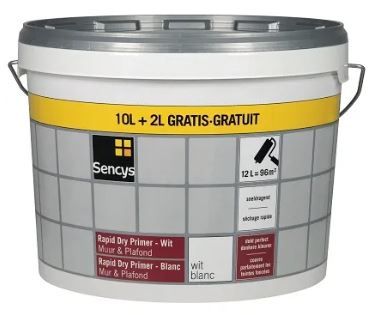 Primer Sencys rapid dry primer mur & plafond mat blanc 12L