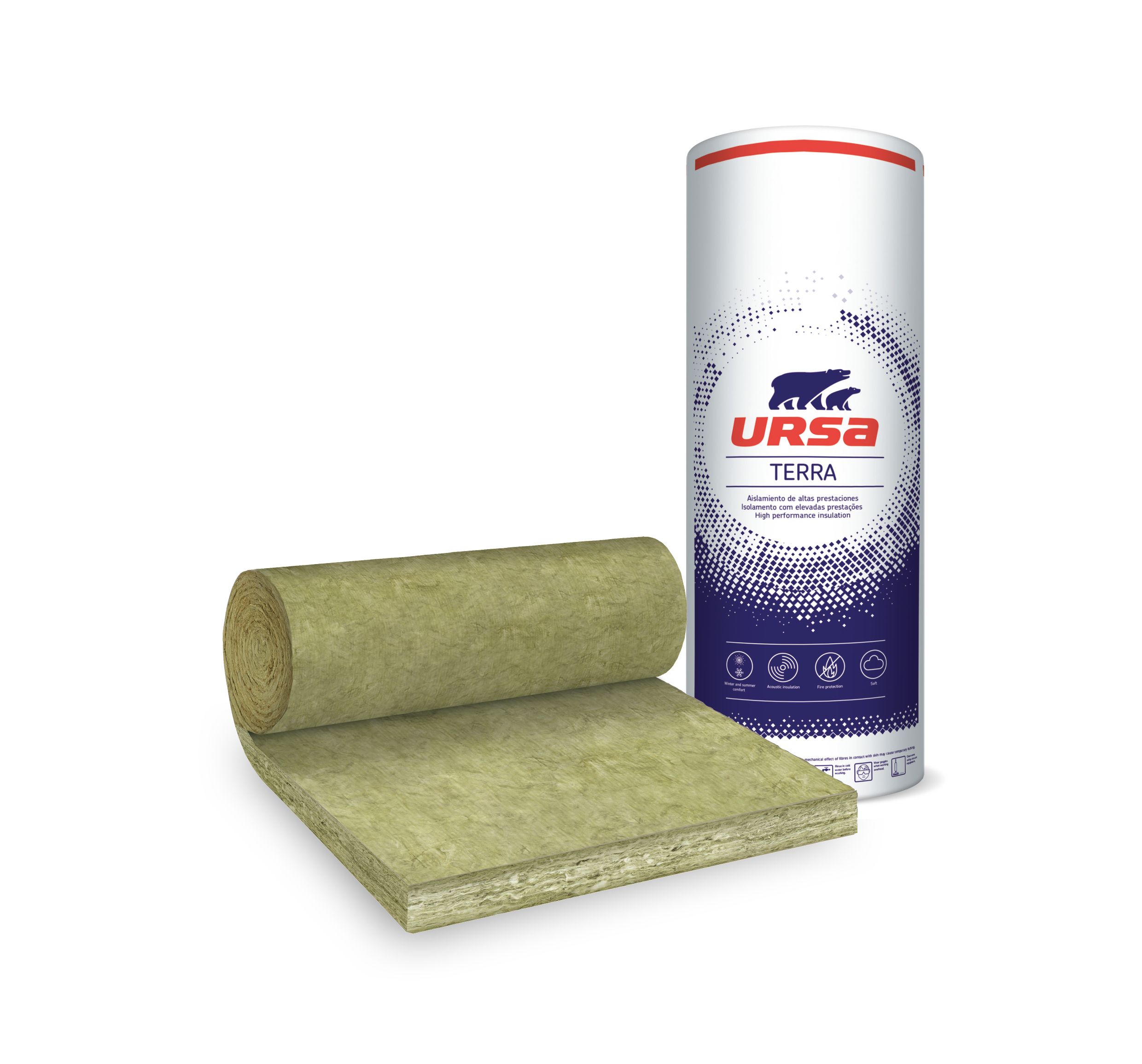 Ursa onbeklede minerale wolplaat Hometec 35 in rolvorm 8x120cm 8m