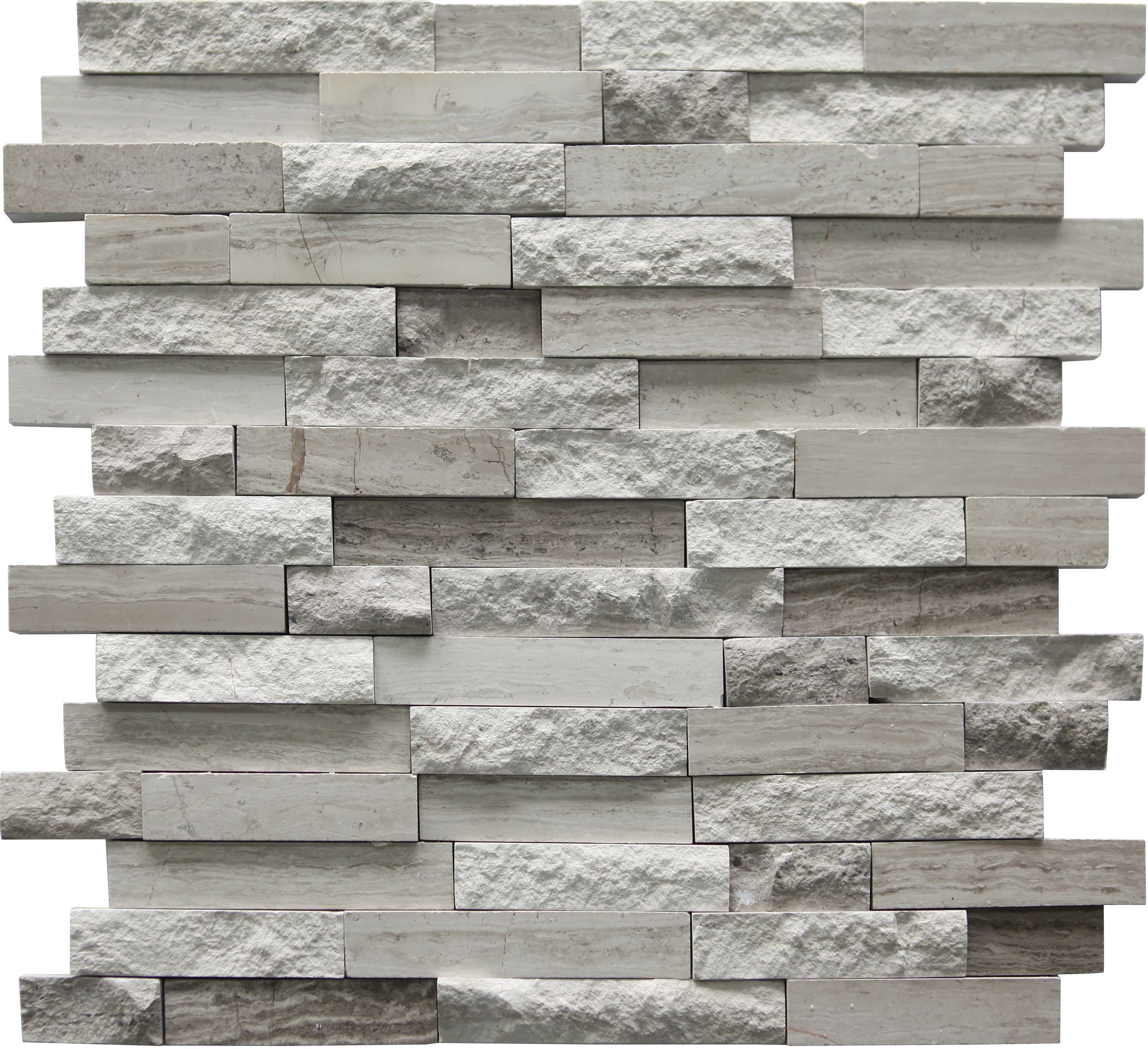 Feuille de mosaïque Longart marbre en relief gris 30x30cm