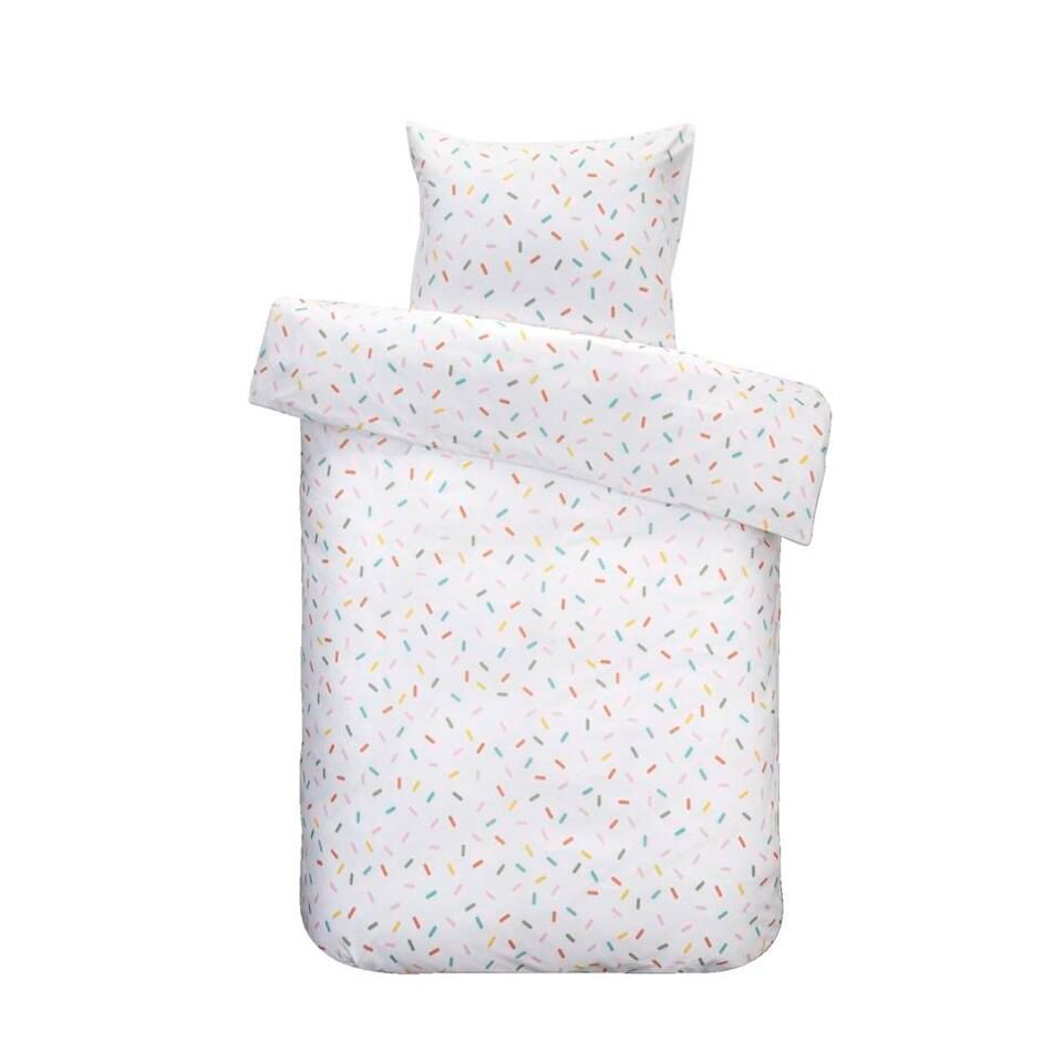 Easy dekbedovertrek Flo - wit/roze - 140x200 cm