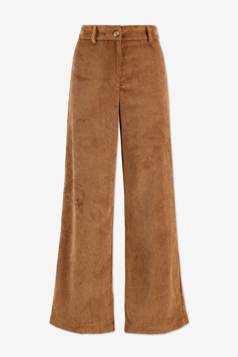 Pantalon large en velours côtelé brun - Taille 38 -