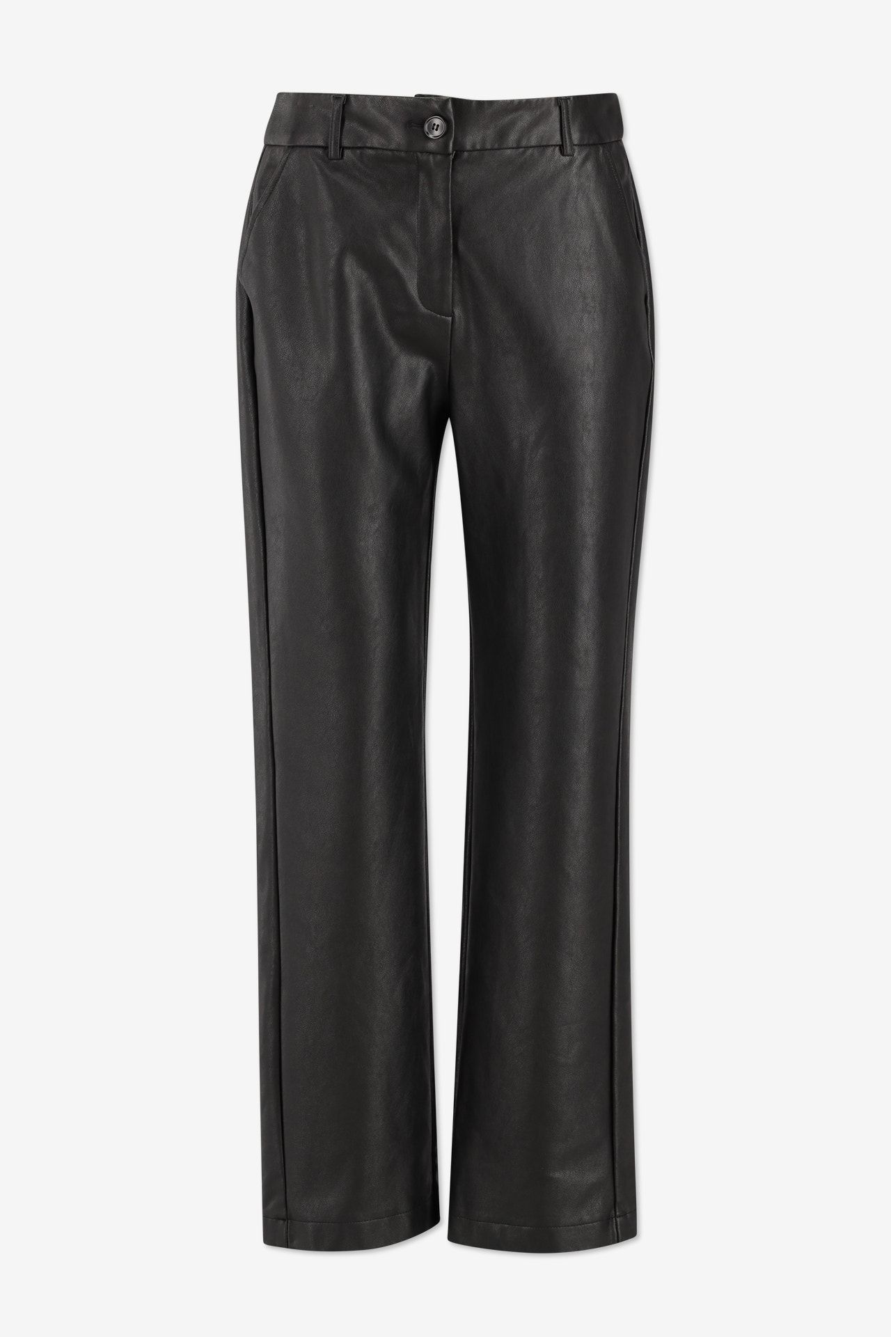 Pantalon straight en cuir noir - Taille 34 -