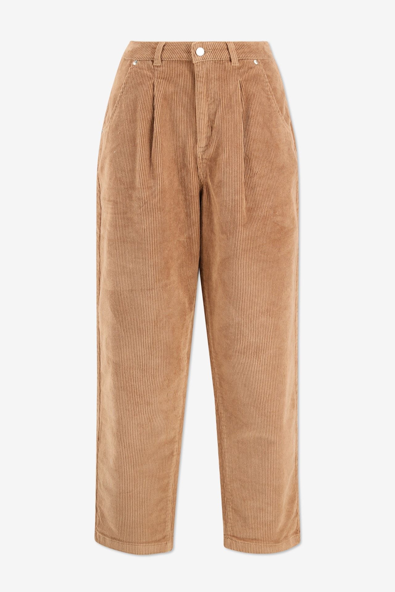 Bruine mom fit corduroy broek - Maat 34 -