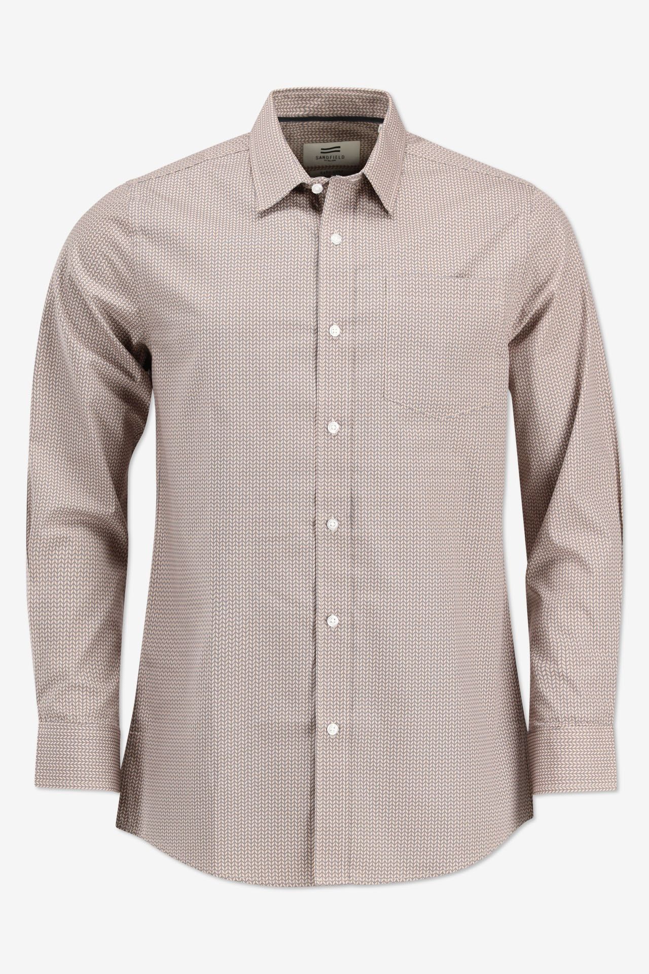 Chemise à manches longues imprimée taupe/gris - Taille 39/40 -